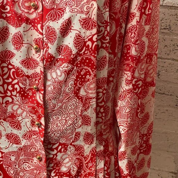 Vintage Argenti Boutique Red/White Pleated Blouse - Picture 4 of 12